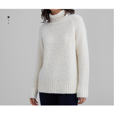 Club Monaco Women s Boucle Turtleneck Sweater in Cream Size XS