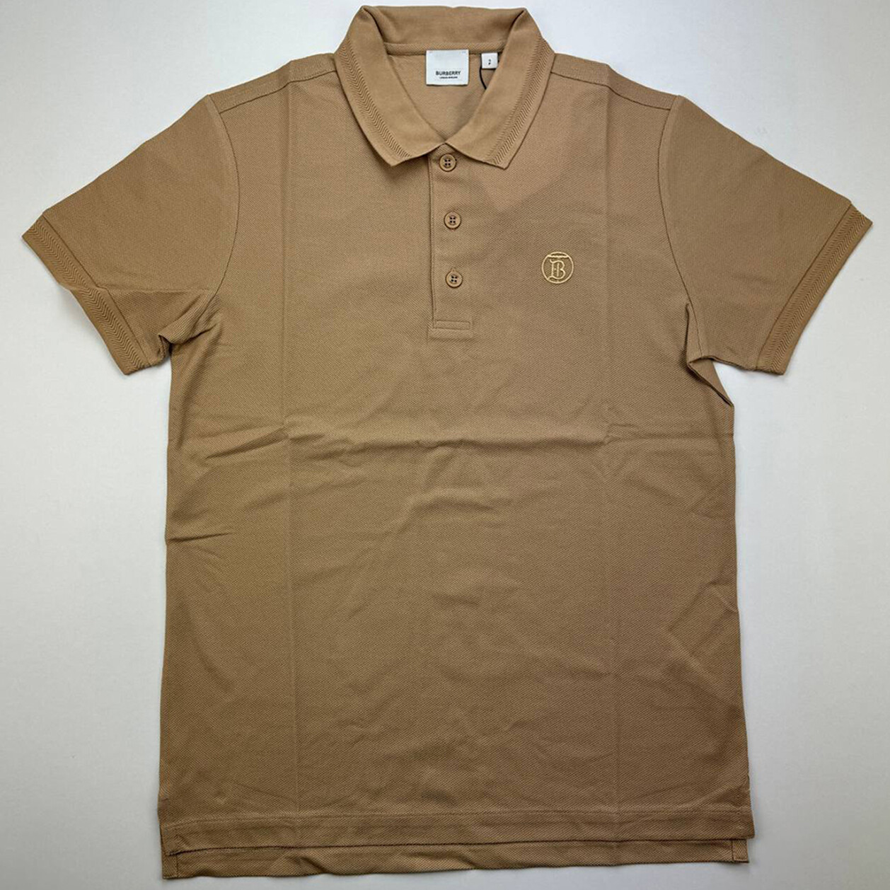 BURBERRY Monogram Motif Embroidered Logo Men's Soft Fawn