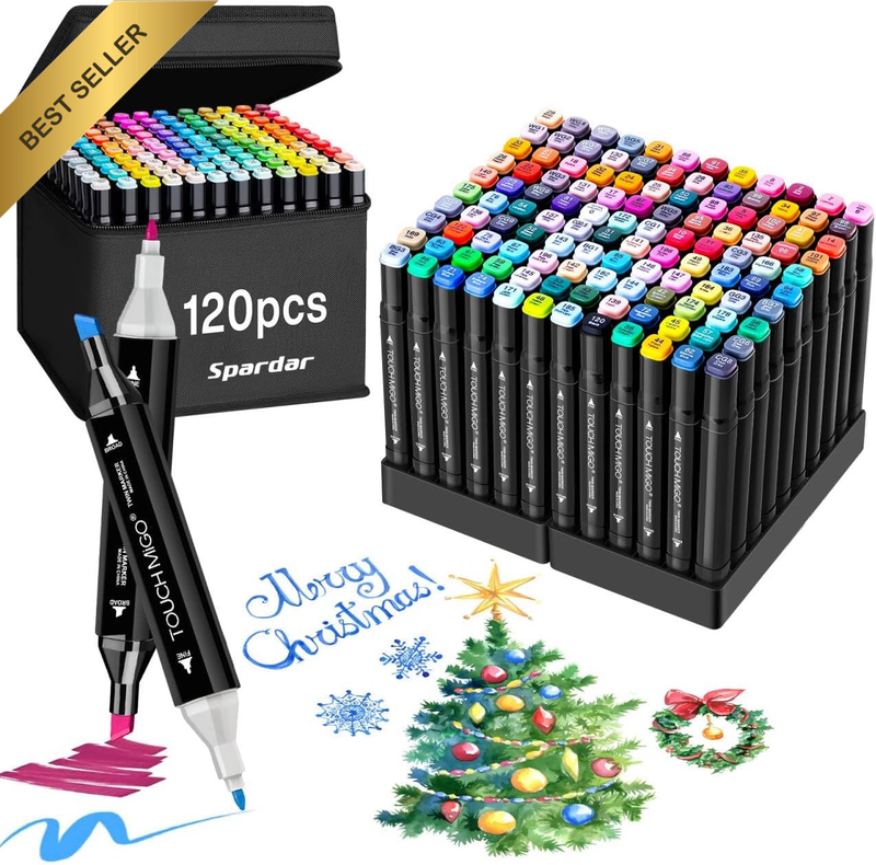 120 Color Alcohol Markers Dual Tip Brush Permanent Sketch Art Case