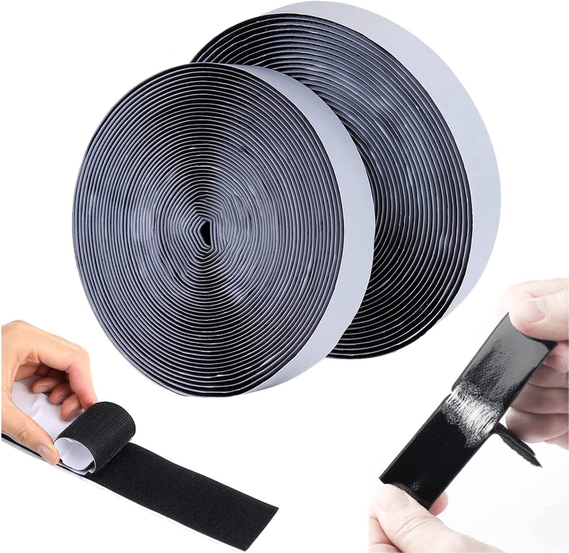 Self-Adhesive Hook and Loop Strips Tape Roll, 1In X 26.2Ft Black Heavy Double Si