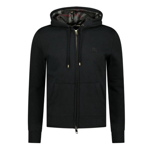 【BURBERRY】ZIP-UP HOODIE Burberry Letter Graphic Cotton Blend Zip Hoodie Pale Grey