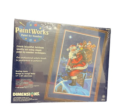 Dimensions Paint Works Paint By Number Rooftop Santa #91057 1999 George Hinke