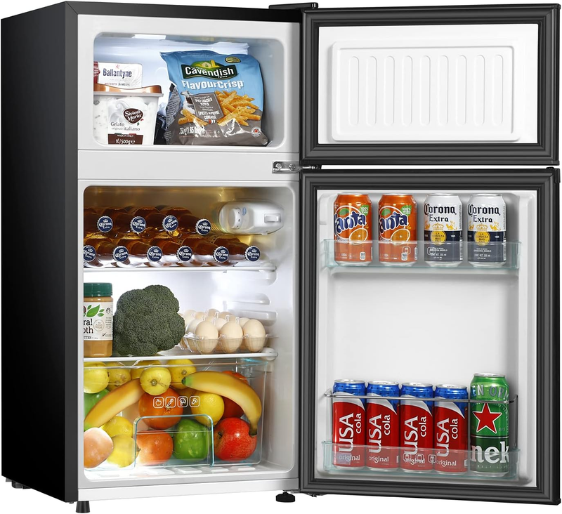 3.2 Cu.Ft Mini Fridge with Freezer, 2 Door Compact Refrigerator with Low Noise,