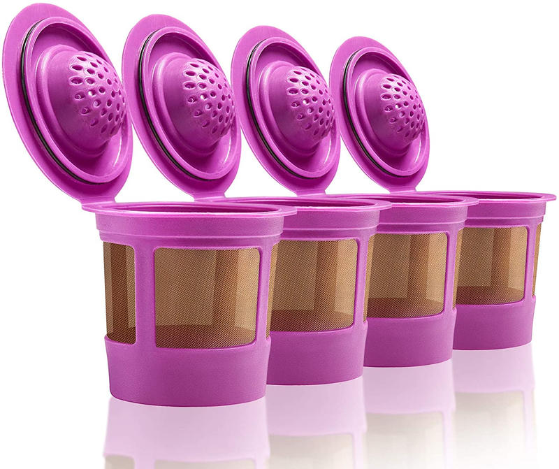 4 Reusable K Cups for Keurig Coffee Makers - BPA Free Universal Fit Purple Refi