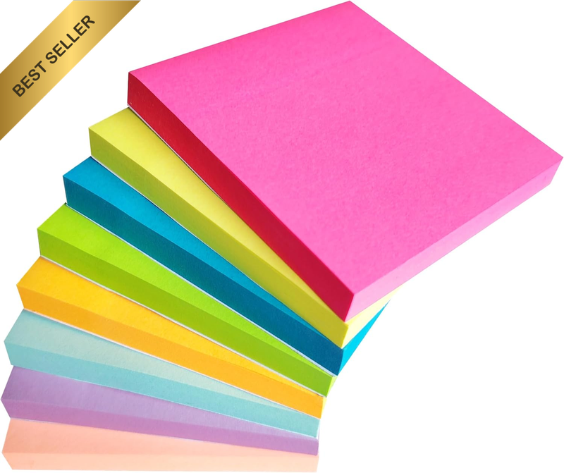8 Pads Sticky Notes Bright Colors,76 * 76Mm Super Sticky Tabs,Coloured Self-Stic