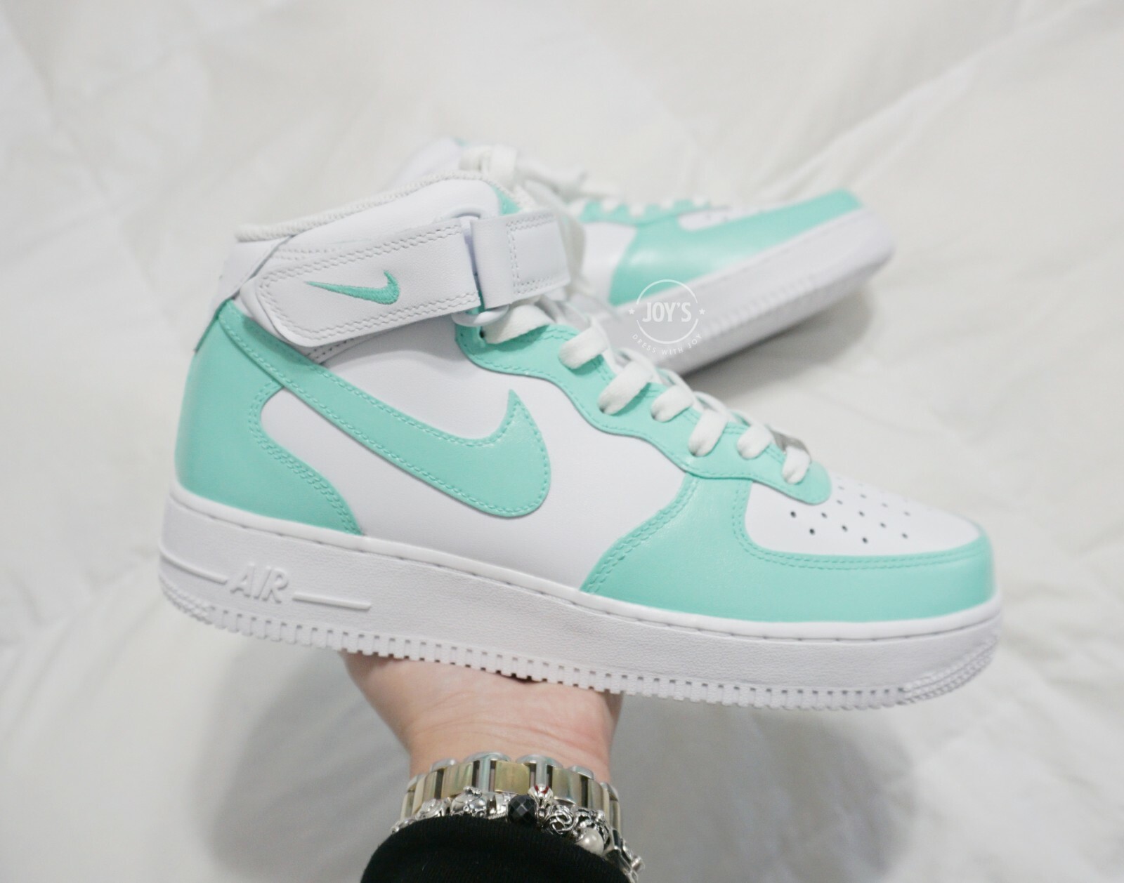 Pre-owned Nike South Beach Custom  Air Force 1 Mid Sneakers-brand In Green