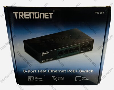 TRENDnet 6 Port TPE S50 6-Port 10/100 Mbps  PoE Switch, model TPE-S50