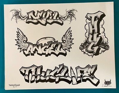 Thug Life Tattoo Flash Sheet