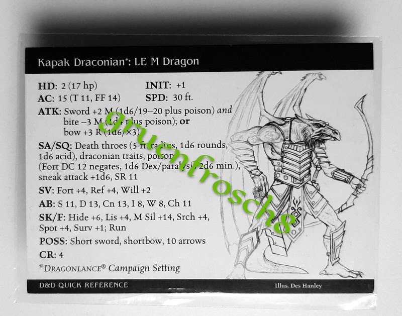 âºKapak Draconian âº34 U âºDragoneye 2003 âºD&D Miniatures Games Card âºWizards Ddm