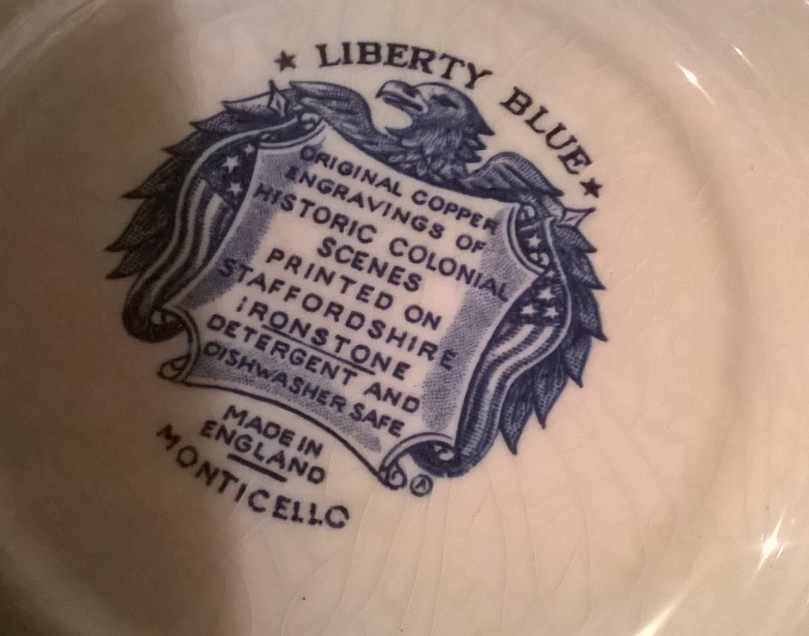 LIBERTY BLUE 7 CAKE/BREAD PLATES 6