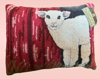 Susan Winget Hook Pillow Easter Lamb Barn 16 x12  Peking Handicraft New With Tag