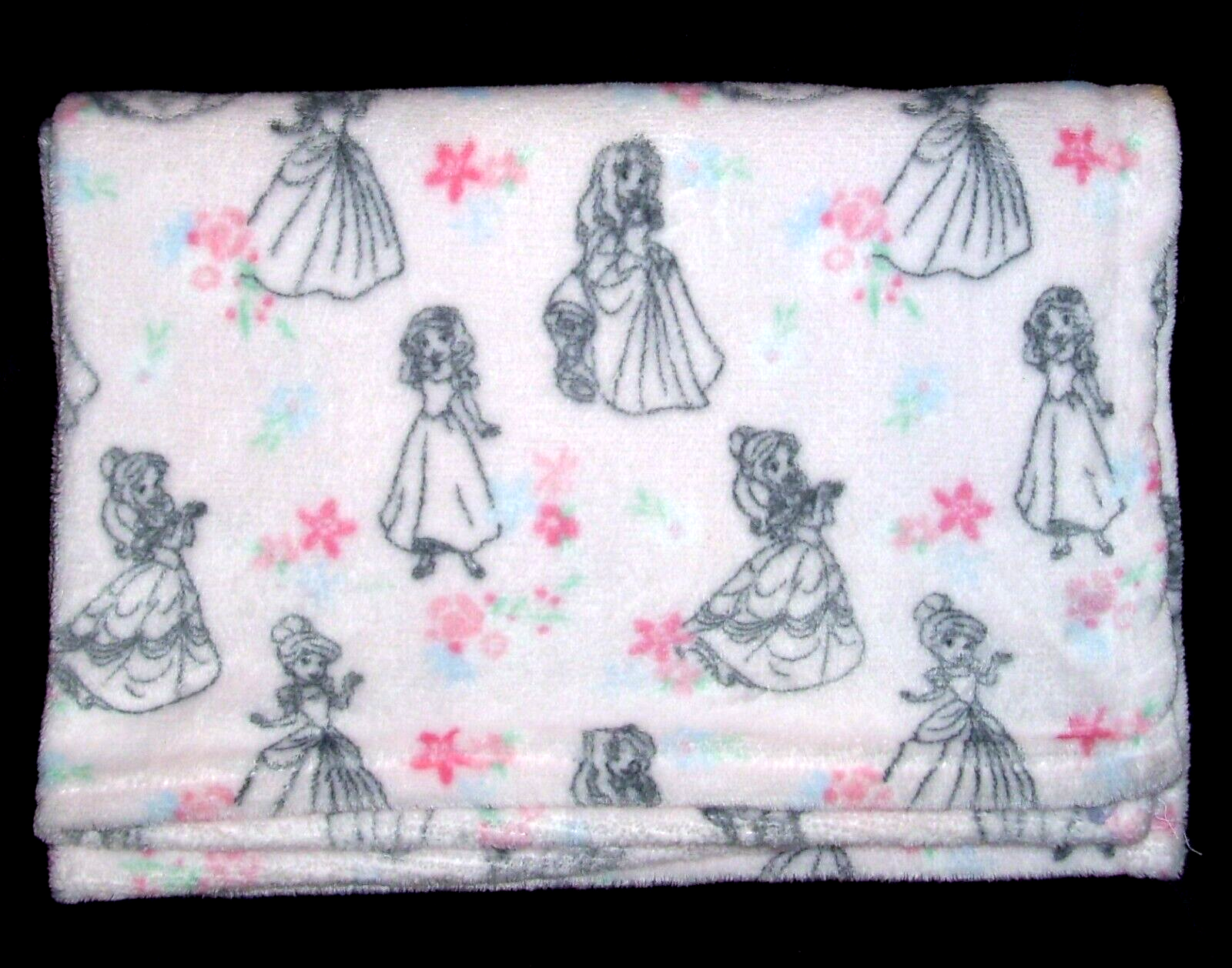 Pink Black Sketch Floral Soft Plush Security 30x35"