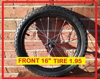 16  FRONT wheel bike, kids, BMX, Universal bicycle or Stroller   TIRE   BLACK