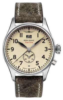 Pre-owned Iron Annie Flight Control Quartz | Brown Leather Strap | Beige Dial 5140-5 Watch