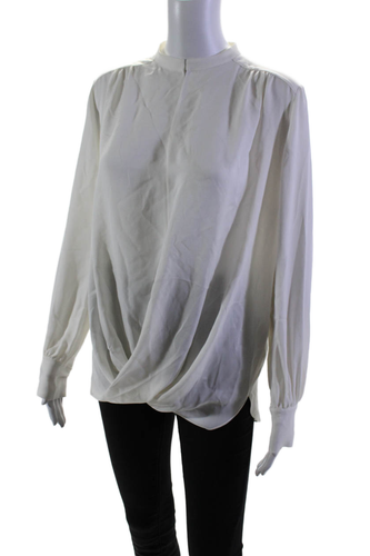 Pre-owned Dice Kayek Women Silk Chiffon High Neck Cut Out Long Sleeve Blouse White Size 36
