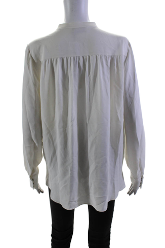 Pre-owned Dice Kayek Women Silk Chiffon High Neck Cut Out Long Sleeve Blouse White Size 36