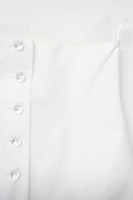 Pre-owned Rochas Womens Zip Back Button Down Peplum Hem Strapless Midi Dress White Size 40
