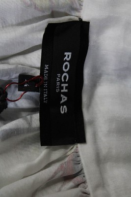 Pre-owned Rochas Womens Collared Tie Neck Abstract Logo Blouse Top White Size 44