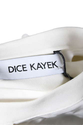 Pre-owned Dice Kayek Women Silk Chiffon High Neck Cut Out Long Sleeve Blouse White Size 36