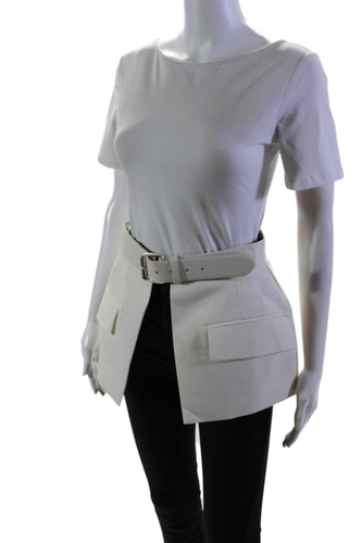 Pre-owned Dice Kayek Womens Cotton Lined Buckle Closure Belt Skirt Ivory White Size 36