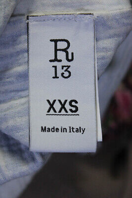 ::R13 Womens Oversize Stripe Gauze Acid Wash Button Up Shirt Blouse Blue White XXS