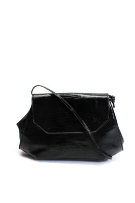 Donna Karan New York Womens Single Strap Flap Vintage Shoulder Handbag Black