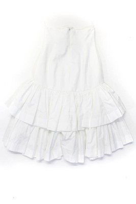 Pre-owned Rochas Womens Zip Back Button Down Peplum Hem Strapless Midi Dress White Size 40