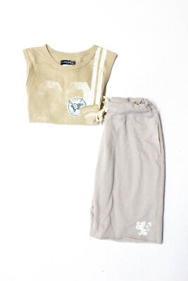Jean Bourget Designer Boys Cotton Tank Top Sweat Shorts Beige Size 8 7 Lot 2