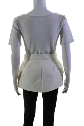 Pre-owned Dice Kayek Womens Cotton Lined Buckle Closure Belt Skirt Ivory White Size 36
