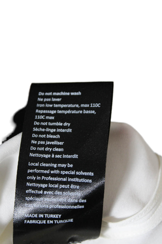 Pre-owned Dice Kayek Women Silk Chiffon High Neck Cut Out Long Sleeve Blouse White Size 36