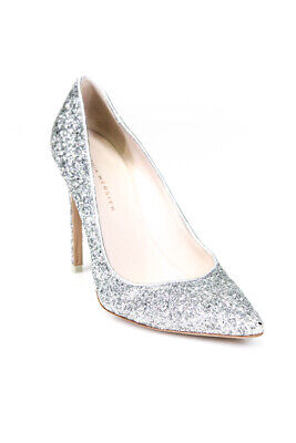 Sophia Webster Women's High Heel Pointed Toe Glitter Pumps Silver Size 37