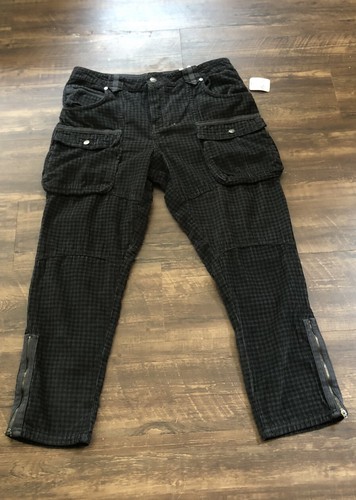 

Вельветовые брюки с напуском Free People London Calling с карманами и клетчатым принтом  NWT, Black plaid print, we the free London Calling Slouchy Cord Pants
