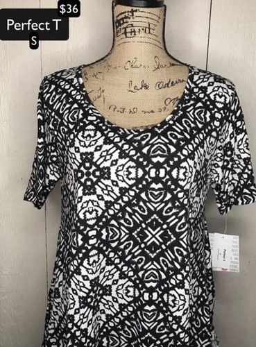 LulaRoe Small Black And White Perfect Tee - NWT
