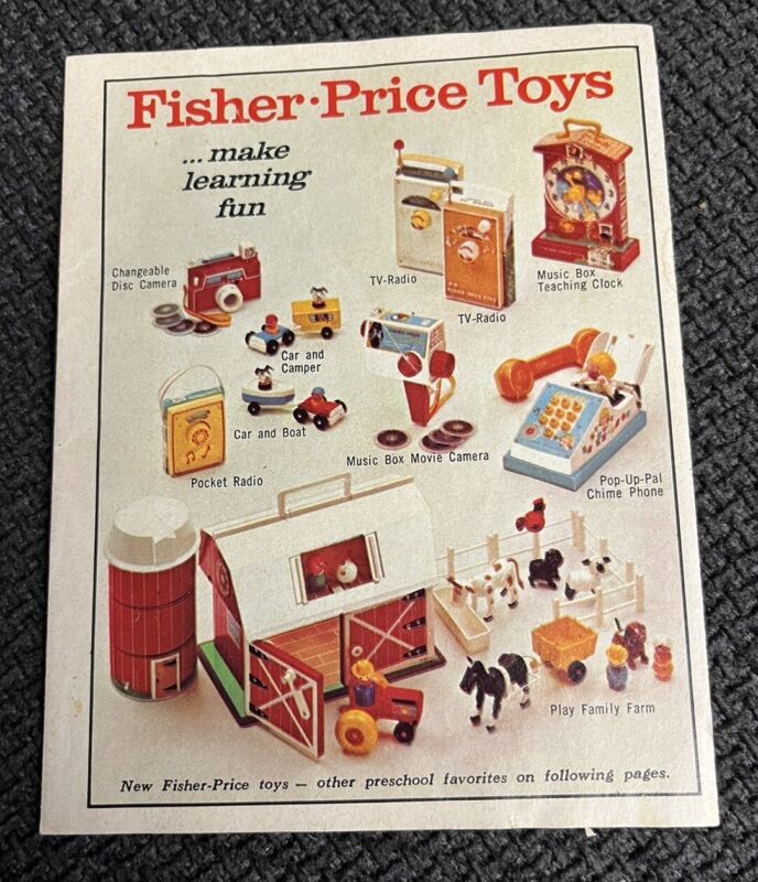Vintage Fisher-Price 1968 Toy Insert Catalog approx 4"x5-1/2"