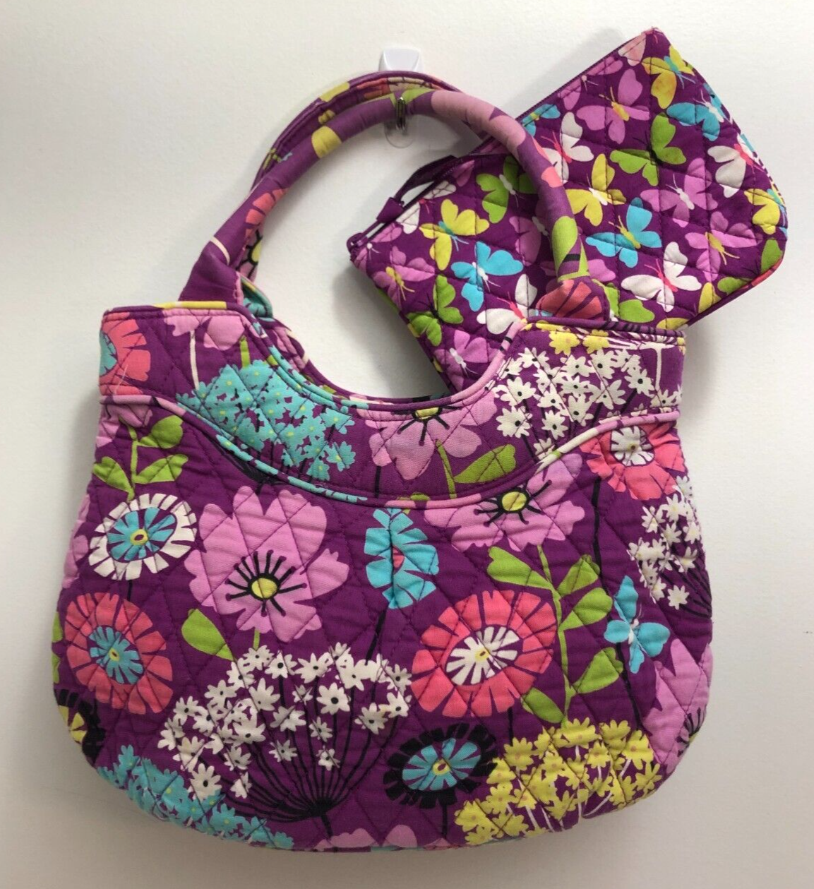 Vera Bradley Flutterby Mini Tote Purse Bag & Cosmetic Case B