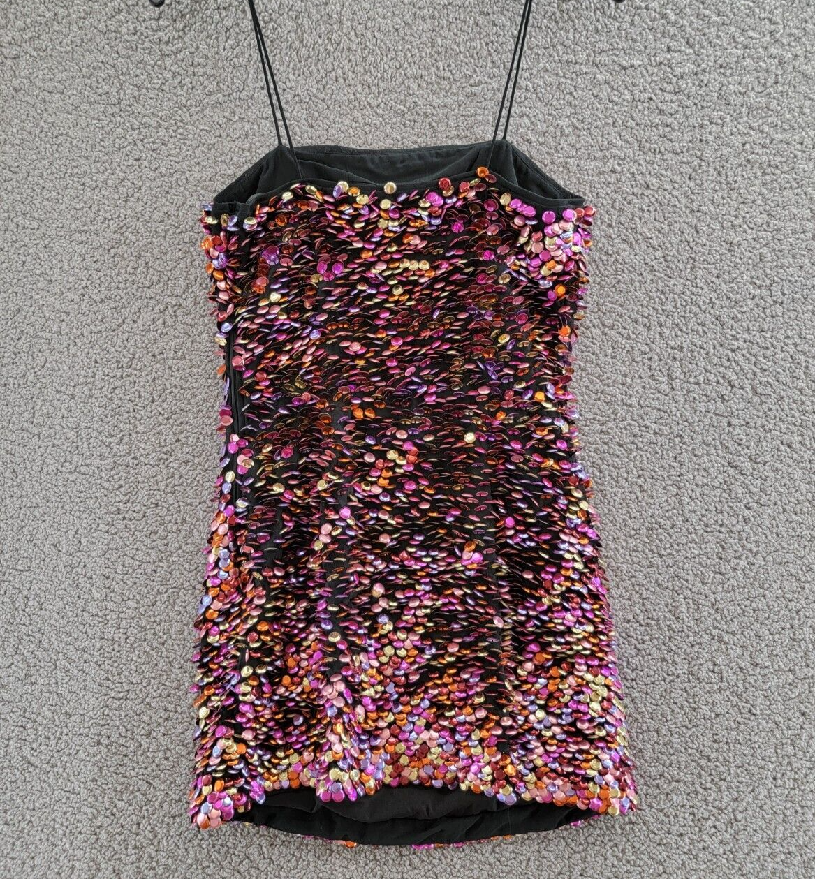 RAMY BROOK RAMY BROOK MILENA SEQUIN MINI DRESS WOMEN'S 2 PINK ORCHID SQUARE NECK BACK ZIP