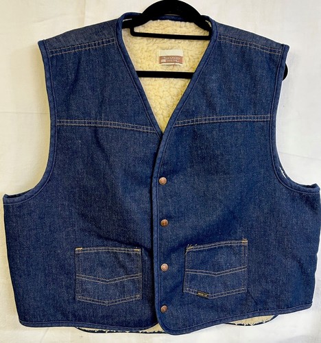 Men's Western Wear Denim Vest Sz 50 Sears Roebucks Sherpa