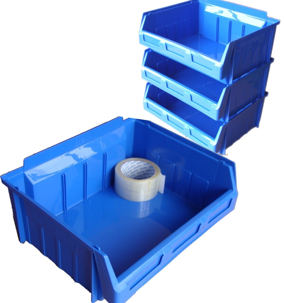 10 x SIZE 5 EX LARGE BLUE PLASTIC STORAGE STACKING PICKING BINS BOXES