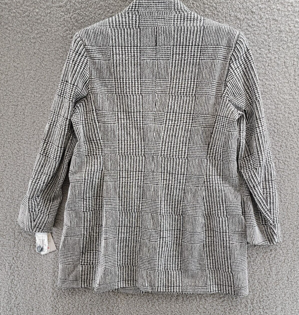 Kasper Double Button Front Longer Length Plaid Jacket Women's 16 Black/Vanilla - Picture 11 of 18