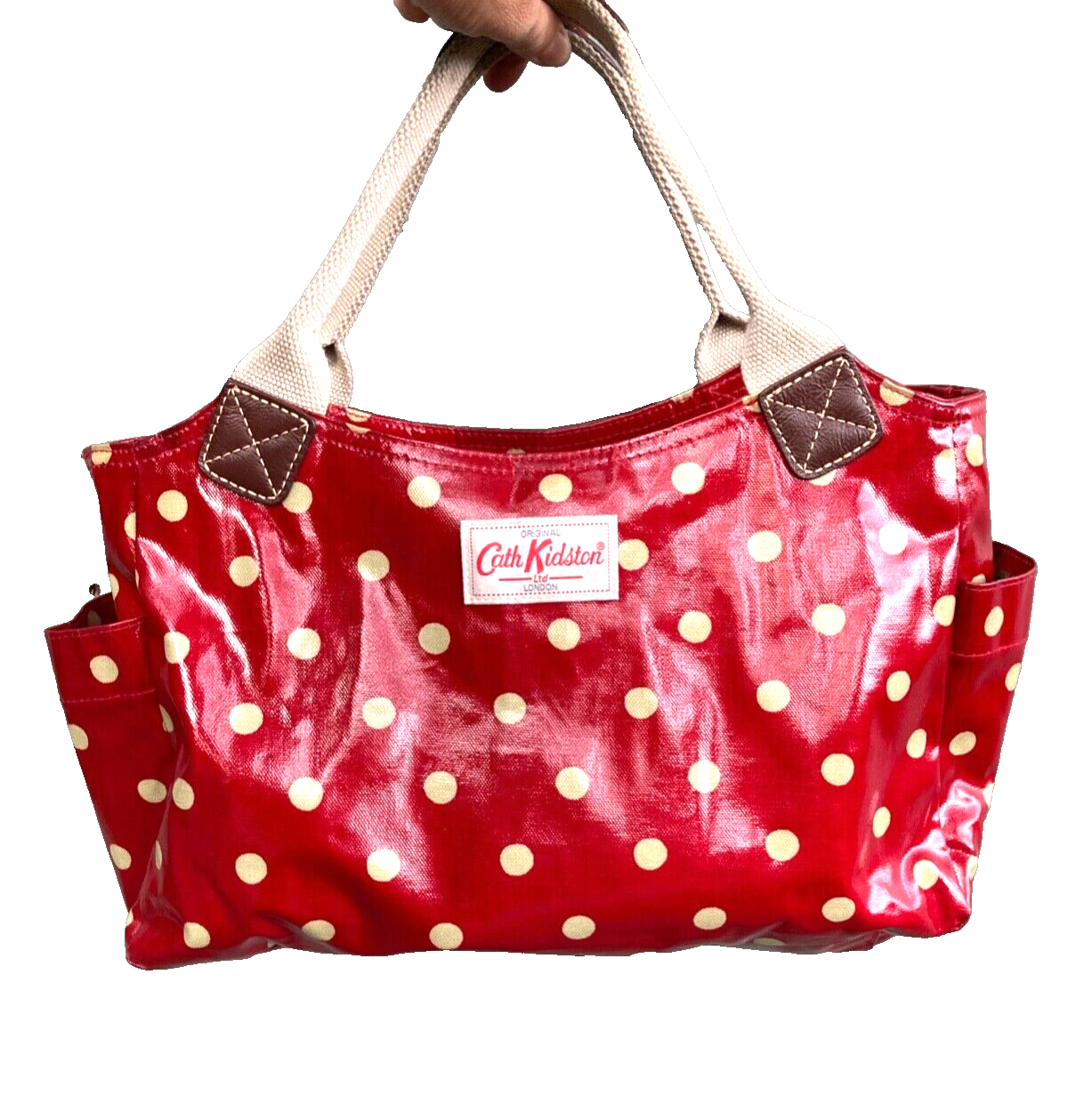 Cath Kidston Red and White Polka Dot Shopper Shoulder Bag Medium eBay