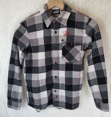 VANS BOYS SIZE MEDIUM CORDUROY FLANNEL LONG SLEEVE SHIRT THICK MATERIAL NICE
