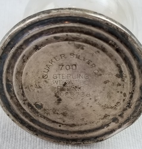 Quaker silver Sterling Silver Glass Salt And Pepper Shakers Vintage hurricane