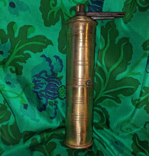 Antique brass  & steel Turkish Ottoman style coffee mill, spice grinder 1860s