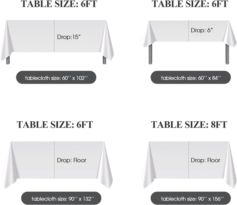 60x84 Inch White Rectangle Tablecloth - Stain-Wrinkle Resistant