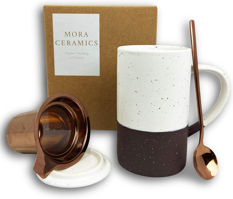Cup With Loose Leaf Infuser, Spoon And Lid, 12 Oz, Microwave And Dishwasher