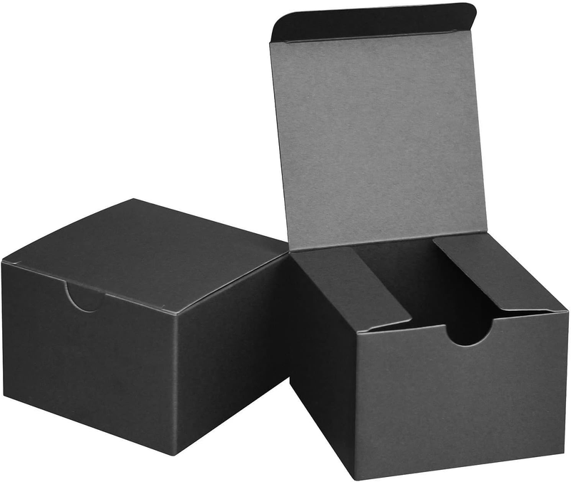 Es 4x4x3 Black Kraft Paper Boxes For Gifts
