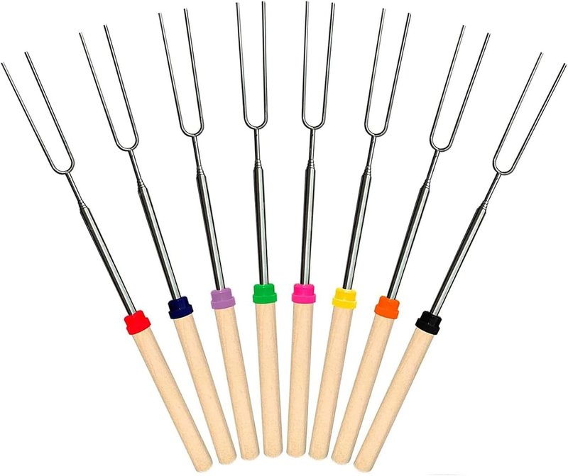 Marshmallow Roasting Sticks 8Pcs Extendable 32Inch Long Metal Barbecue Skewers f