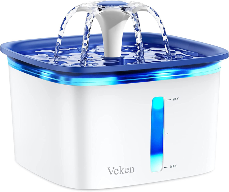 Veken 95Oz/2.8L Pet Fountain, Automatic Cat Water Fountain Dog Water Dispenser w