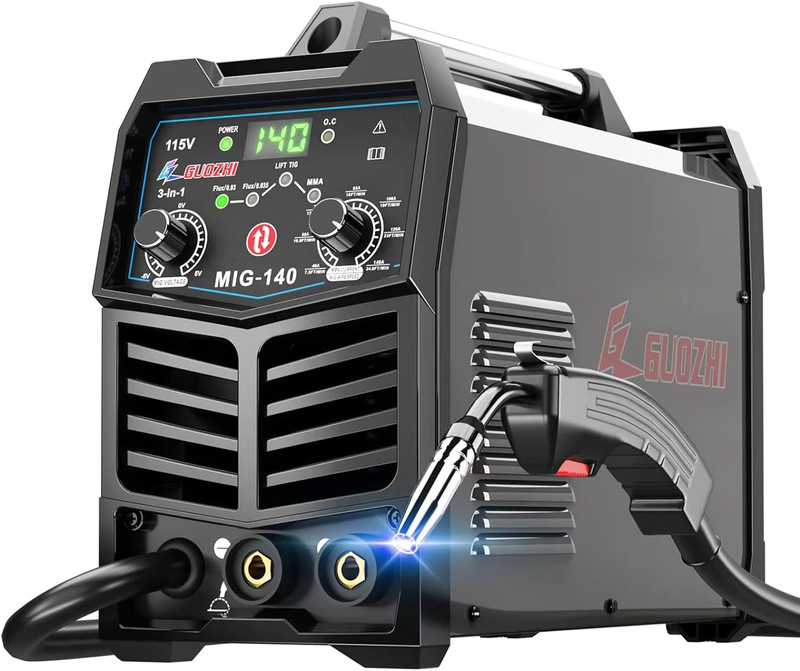 140Amp MIG Welder, 110V Flux Core Mig/Stick/Lift TIG 3 in 1 Multiprocess Welding