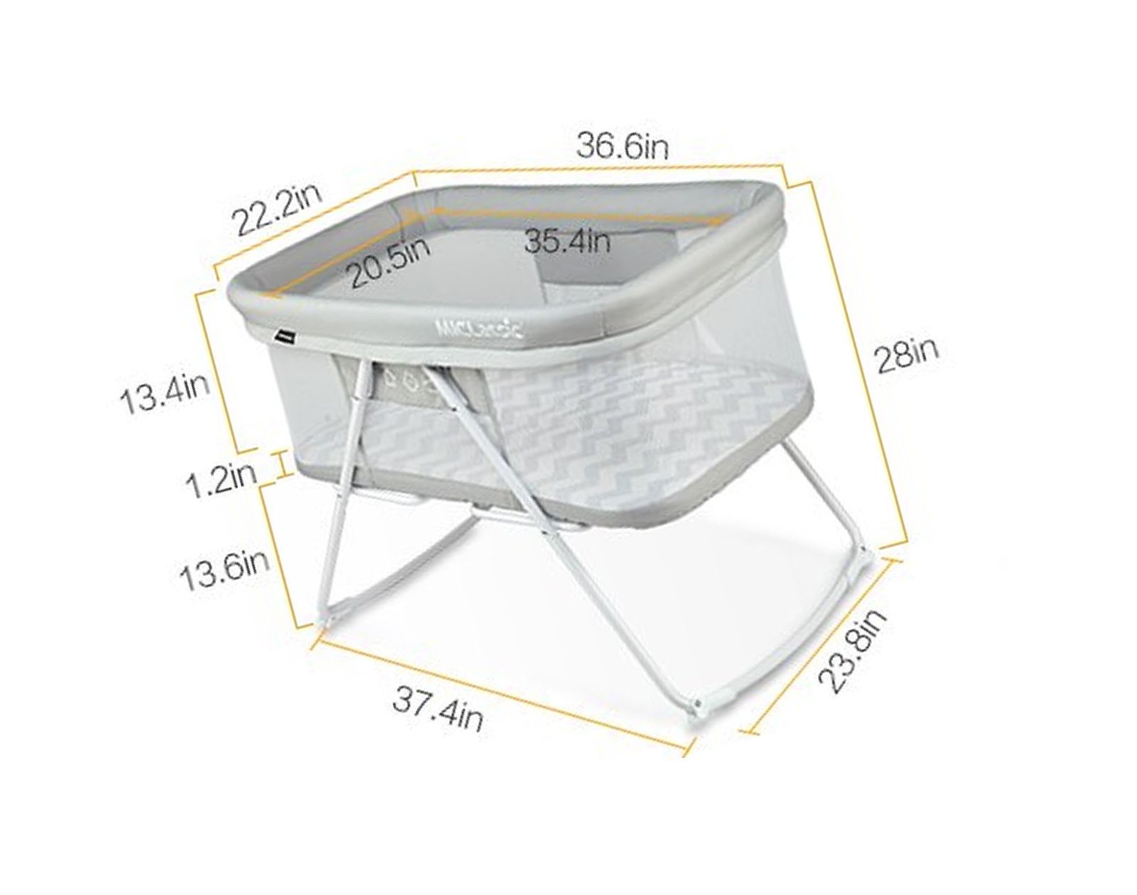 MiClassic  2in1 Rocking Bassinet Foldable Travel Crib Portable Newborn Babies In